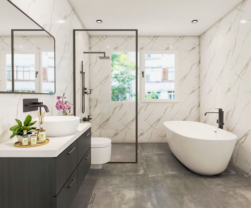 desain kamar mandi minmalis Modern Serba Putih