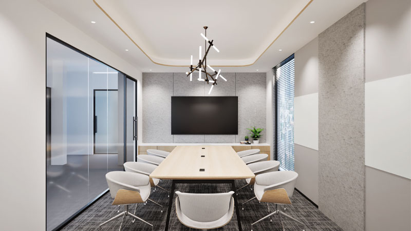 desain ruang meeting kantor nuansa putih