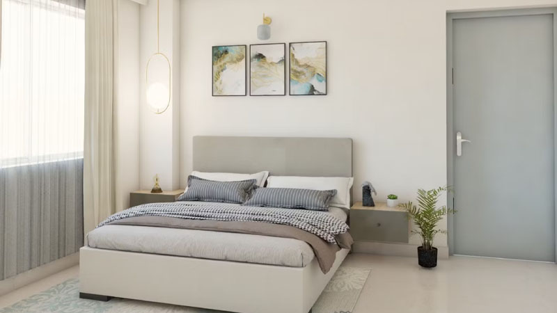 kamar tidur minimalis modern Nuansa Pastel