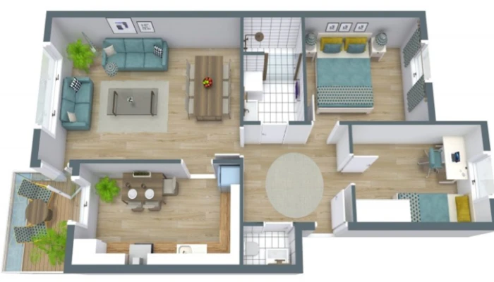 Desain Rumah 6x12 Tanpa Garasi Model 2 Kamar