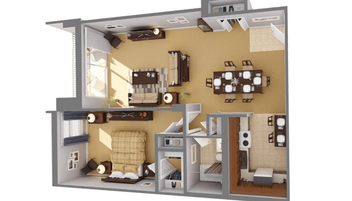 Desain Rumah 6x12 Tanpa Garasi Model Dapur L