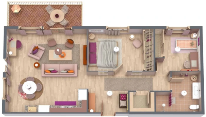 Desain Rumah 6x12 Tanpa Garasi Model Teras Belakang
