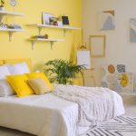Kuning dan Putih cat warna bagus kamar tidur anak perempuan