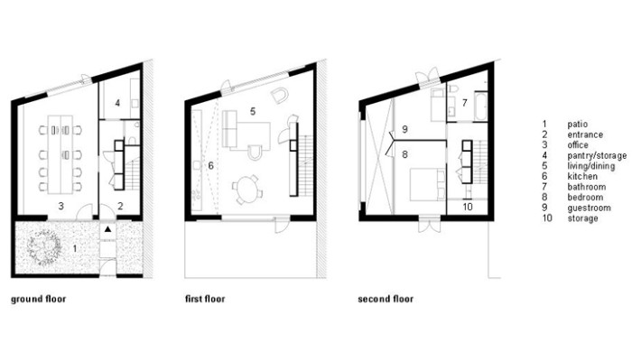 Denah Rumah Minimalis 3 Lantai 2 Kamar