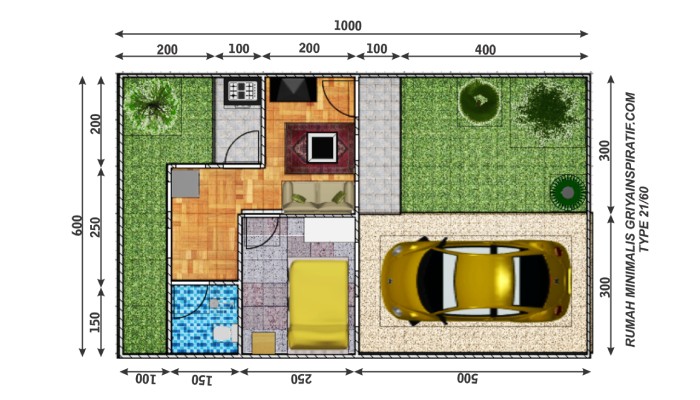 denah Rumah Minimalis Luas Tipe 21
