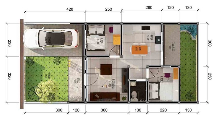 Denah Rumah Minimalis Luas Tipe 36