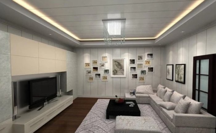model plafon ruang tamu terbaru pencahayaan modern