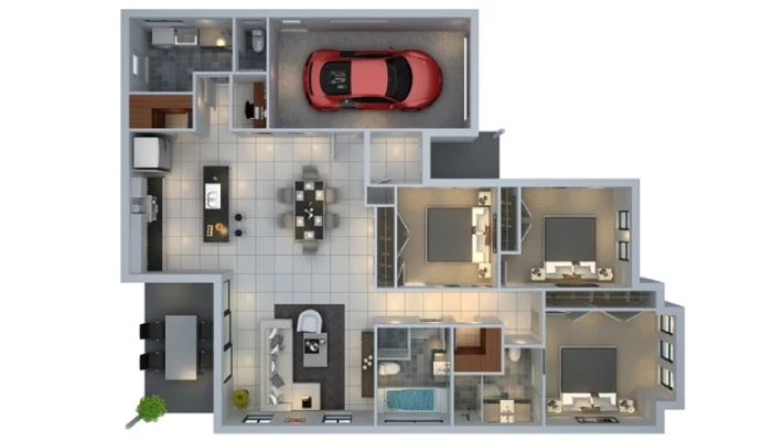 Denah Rumah 8x12 Ruang Makan Luas