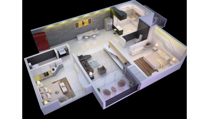 Denah Rumah 8x12 dengan Balkon