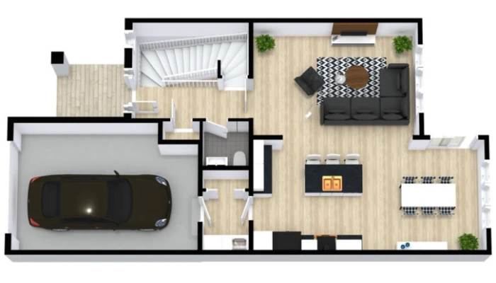 Denah Rumah 8x12 dengan Garasi