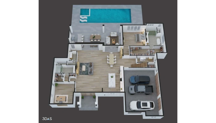 Denah Rumah 8x12 dengan Kolam Renang