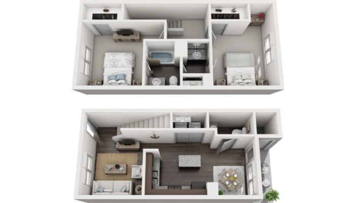 Denah Rumah Minimalis 2 Kamar 6x8 2 Lantai