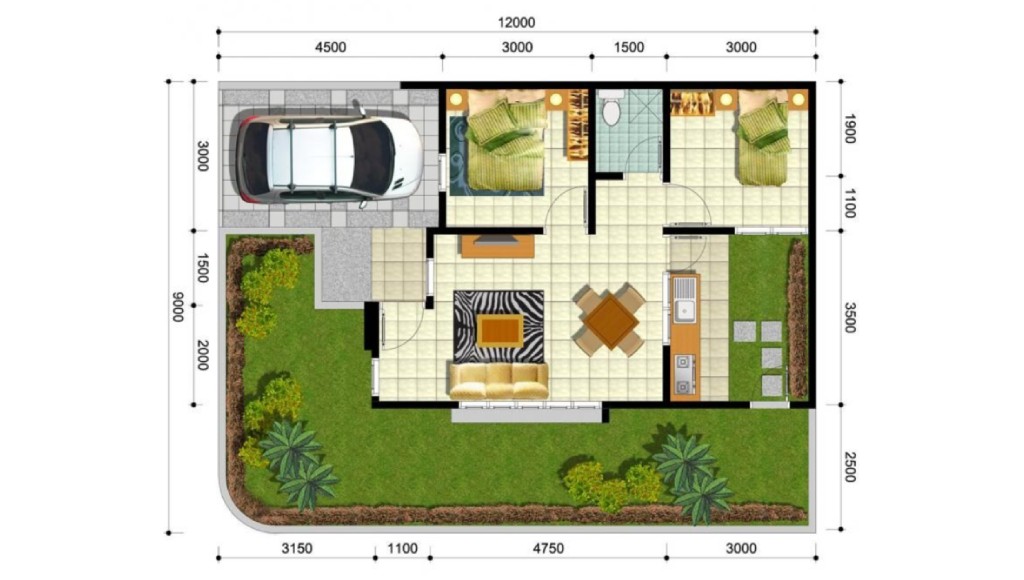 Inspirasi Denah Rumah Minimalis 2 Kamar 6x8