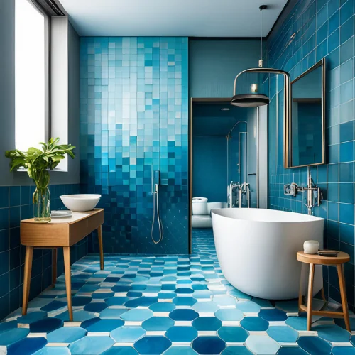 kamar mandi modern Warna Biru