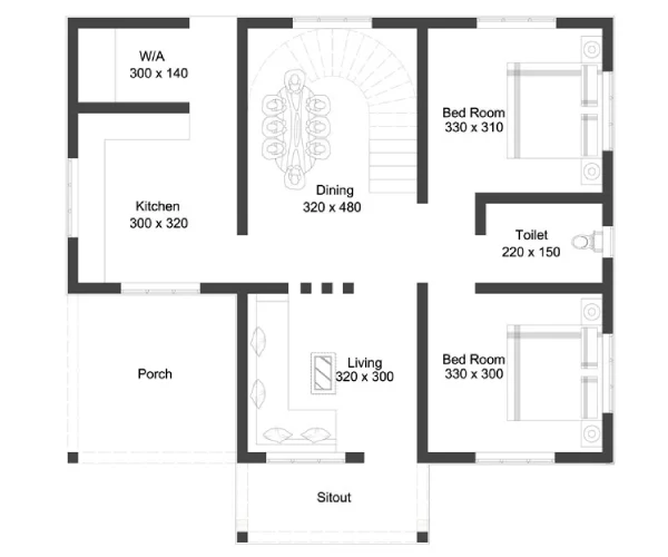 desain denah rumah minimalis 2 kamar tidur minimalist