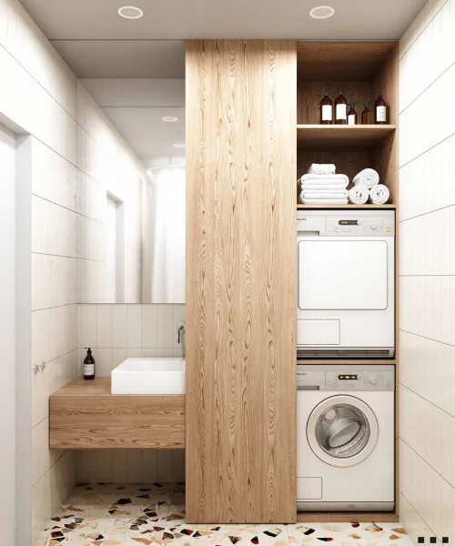 sempit ruang laundry minimalis ada wastafel