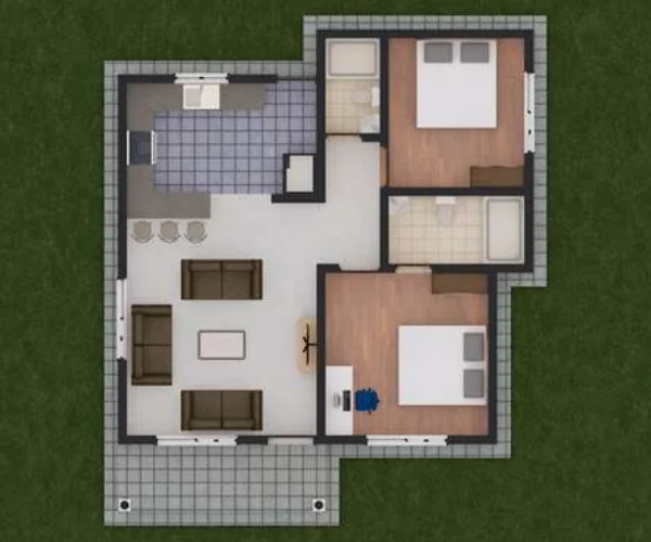 desain denah rumah minimalis 2 kamar tidur minimalist