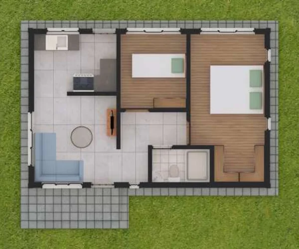 desain denah rumah minimalis 2 kamar tidur besar