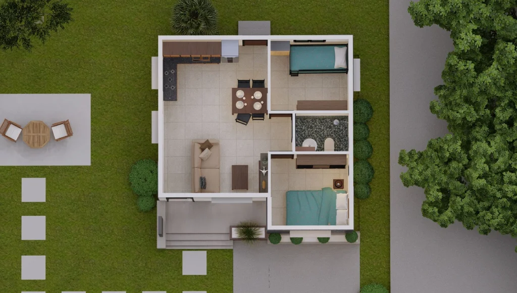 desain denah rumah minimalis 2 kamar tidur terbaik