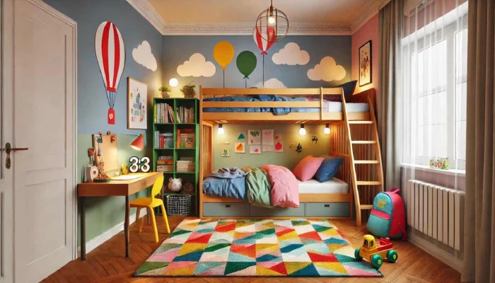  desain kamar tidur anak 2 kasur susun full warna