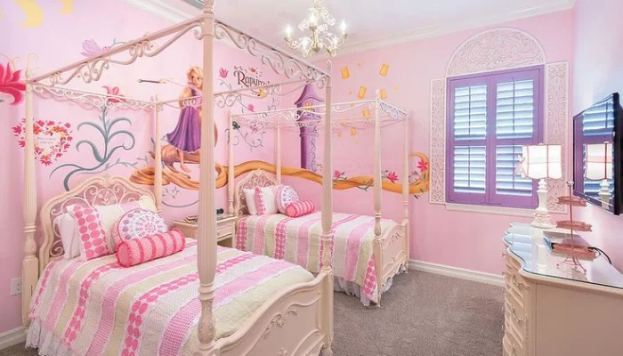 dekorasi kamar tidur anak perempuan tema disney