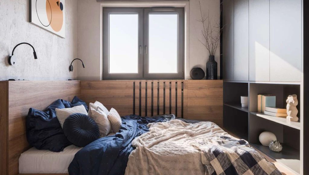 dekorasi kamar tidur sempit simple sederhana