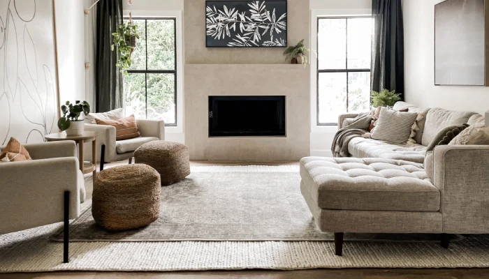 dekorasi ruang tamu karpet minimalist