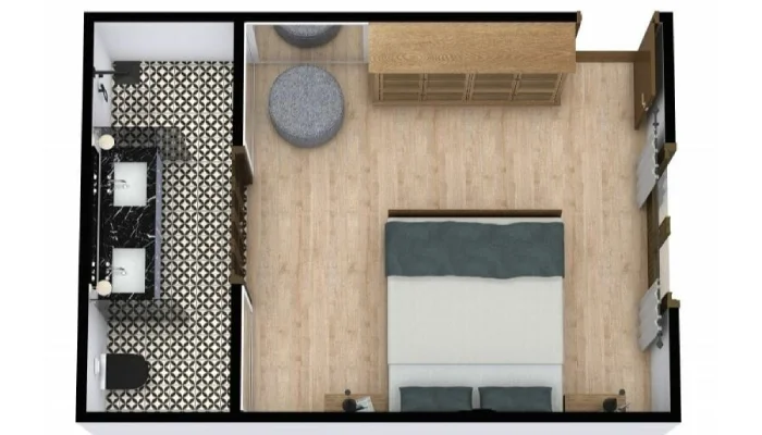 denah kamar tidur minimalist