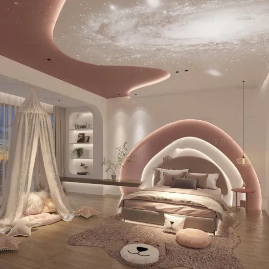 model plafon kamar anak perempuan pink
