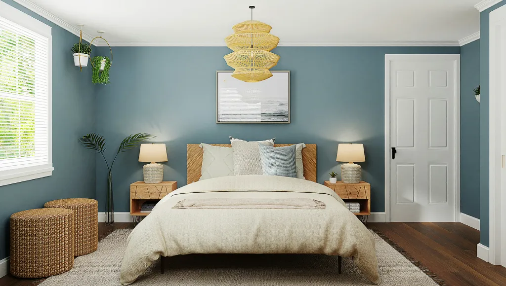 desain kamar tidur minimalis modern biru laut