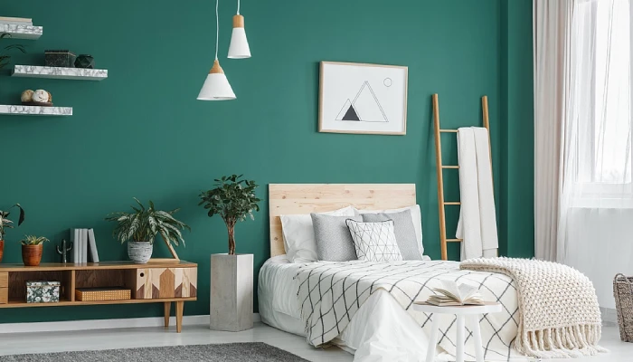 desain kamar tidur sederhana warna hijau