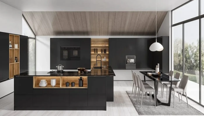 dapur minimalis modern mewah black white
