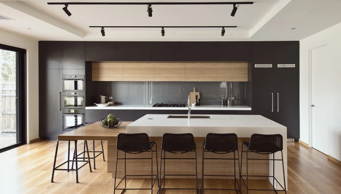 dapur minimalis modern mewah warna coklat