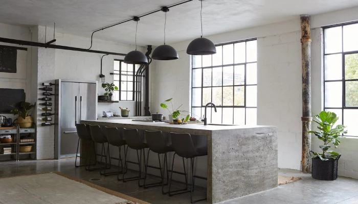 dapur minimalis modern mewah lampu gantung