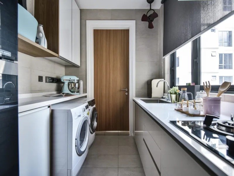 tempat mesin cuci di dapur mini simple compact