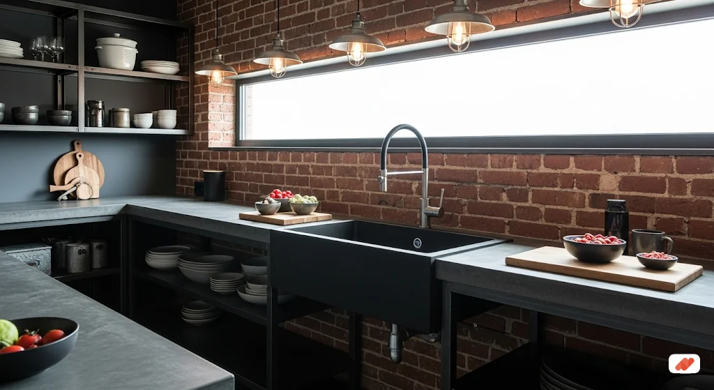 Wastafel Elegan di Dapur Industrial (1)