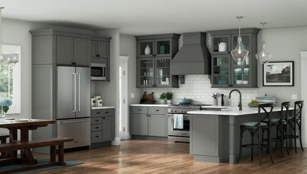 dapur minimalis warna cat Abu-abu
