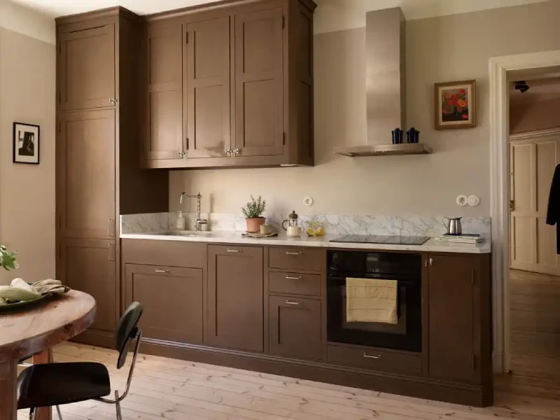 dapur minimalis warna cat Cokelat Muda