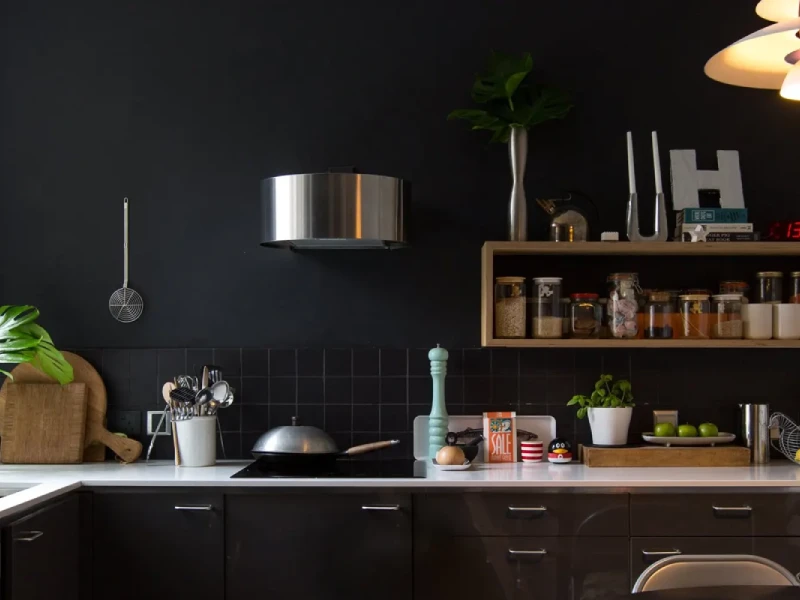 dapur minimalis warna cat Hitam Matte