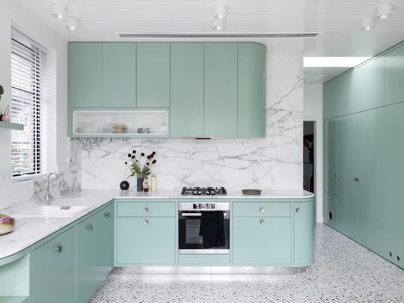 dapur minimalis warna cat Mint Green