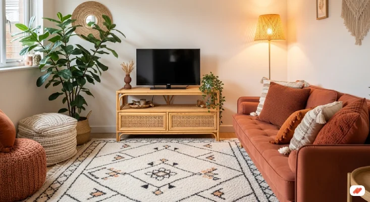 desain Ruang TV Bohemian kecil