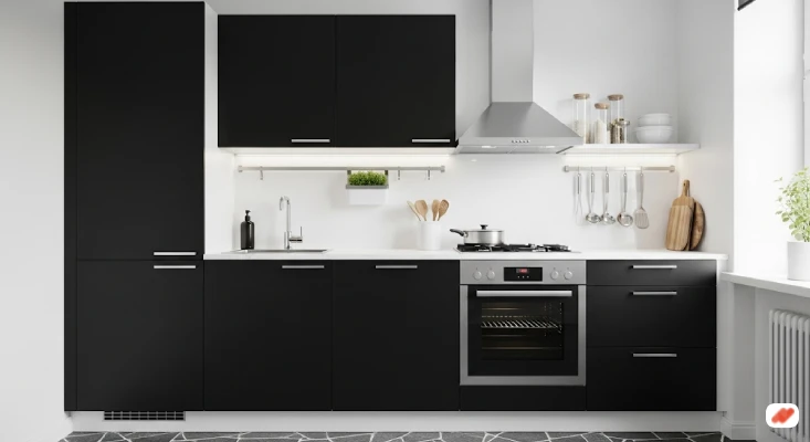 Dapur 2x2 dengan Karakter Monokrom