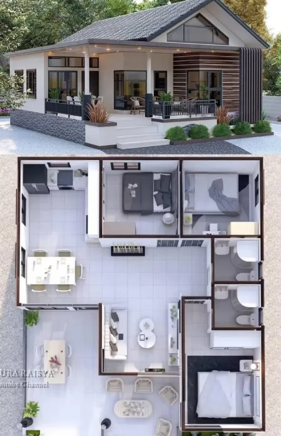 denah rumah minimalis 2 kamar tidur Nyaman