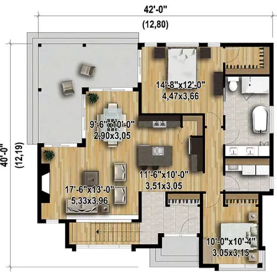 denah rumah minimalis 2 kamar tidur luas modern