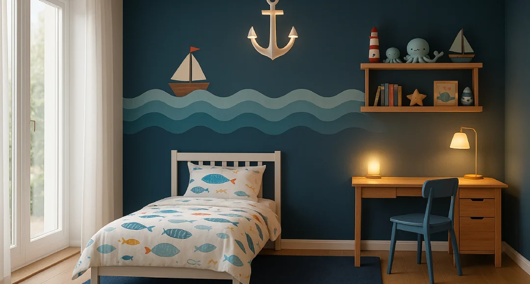 desain kamar tidur anak nuansa biru