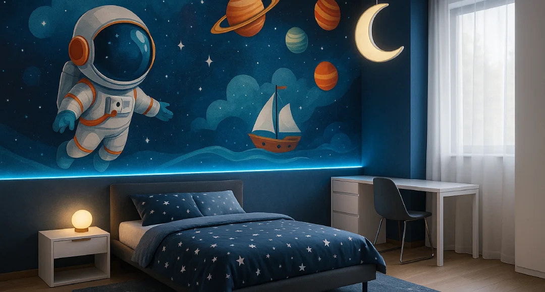 gambar kamar tidur kartun Petualangan Luar Angkasa