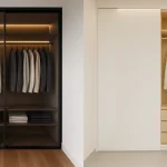 Desain lemari pakaian untuk kamar sempit aestgetuc