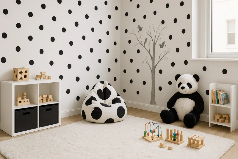 Ruang bermain anak minimalis Monokrom Lucu