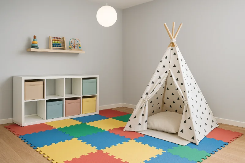 Ruang bermain anak minimalis Puzzle Warna