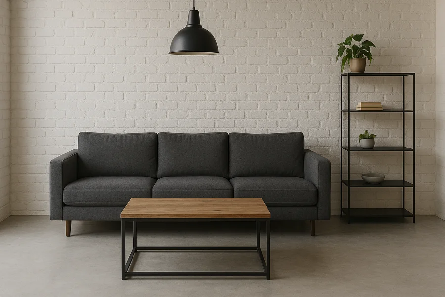 desain ruang keluarga minimalis Industrial Chic